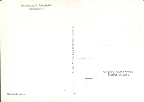 Wiesbaden Wilhelmstrasse Weltkurstadt Naturfarbenkarte Kat. Wiesbaden