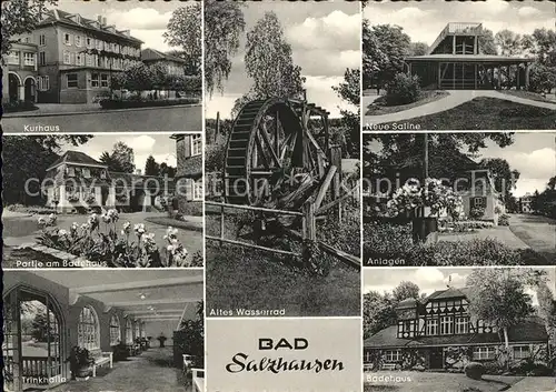 Bad Salzhausen Kurhaus Saline Anlagen Badehaus Trinkhalle Wasserrad Kat. Nidda