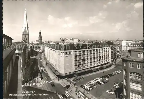 Hamburg Moenckebergstrasse mit Karstadt Haus Kirche Kat. Hamburg