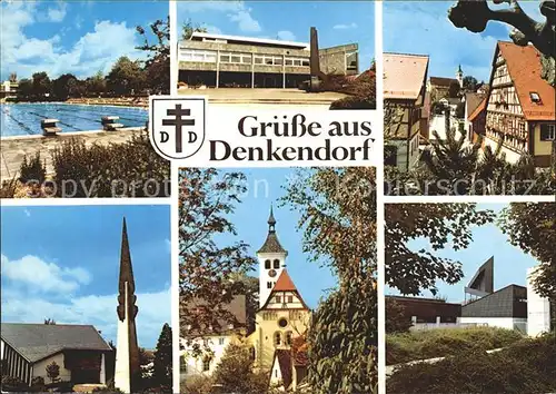 Denkendorf Wuerttemberg Schwimmbad Schule Innenstadt Fachwerkhaus Kirche Kat. Denkendorf