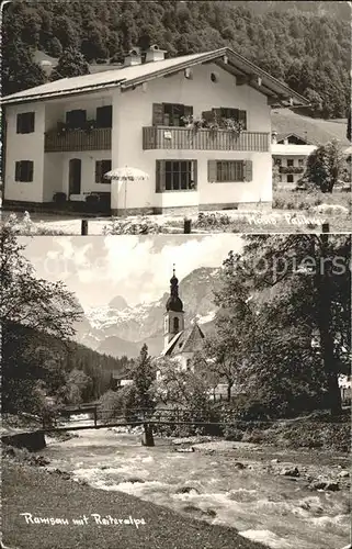Ramsau Berchtesgaden mit Reiteralpe Kirche und Haus Paukner Kat. Ramsau b.Berchtesgaden