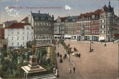 Loebau Sachsen Koenigsplatz mit Bismarckdenkmal Kat. Loebau