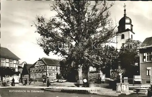 Reichenbach Odenwald Dorfpartie Kirche Fachwerkhaeuser Kat. Lautertal (Odenwald)