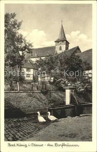 Bad Koenig Odenwald Partie am Dorfbrunnen Kirche