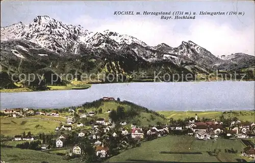 Kochel See Panorama mit Herzogstand und Heimgarten Kat. Kochel a.See