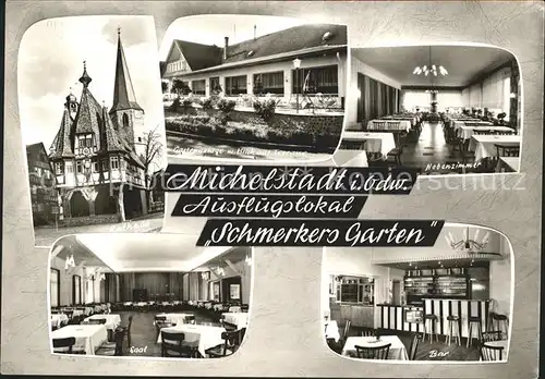 Michelstadt Rathaus Schmerkers Garten Blick auf Terrasse Nebenzimmer Saal Bar Kat. Michelstadt