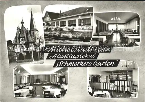 Michelstadt Rathaus Schmerkers Garten Blick auf Terrasse Nebenzimmer Saal Bar Kat. Michelstadt