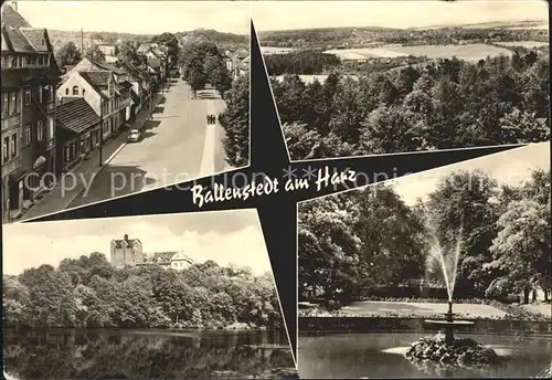 Ballenstedt Strassenpartie Panorama Schloss Fontaene Kat. Ballenstedt