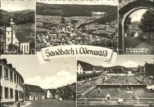 Sandbach Hessen Total Pfarrkirche Burg Breuberg Marktplatz Schwimmbad Kat. Breuberg