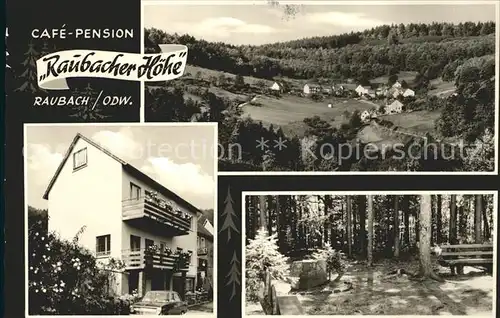 Raubach Odenwald Cafe Pension Raubacher Hoehe Ortsblick Partie im Wald Kat. Rothenberg