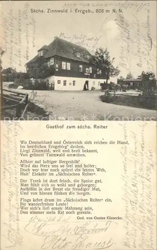 Zinnwald Georgenfeld Gasthof zum saechsischen Reiter Gedicht Kat. Altenberg