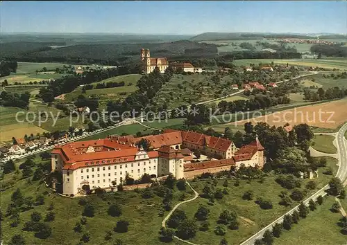 Ellwangen Jagst Fliegeraufnahme Schloss und Wallfahrtskirche Schoenenberg Kat. Ellwangen (Jagst)