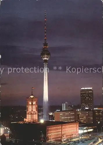 Berlin Fersehturm und Rotes Rathaus bei Nacht Kat. Berlin