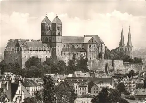 Quedlinburg Stiftsschloss mit Grabstaette Heinrich der Erste Kat. Quedlinburg