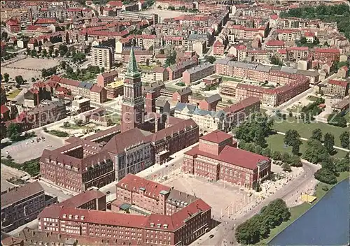 Kiel Fliegeraufnahme Rathaus Stadttheater Kat. Kiel