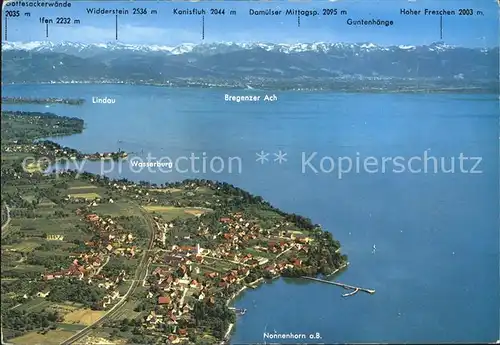 Nonnenhorn Fliegeraufnahme mit Bodensee und Alpen Kat. Nonnenhorn Bodensee