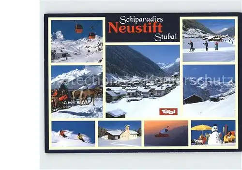 Neustift Stubaital Tirol Schulzentrum Pferdeschlitten Ski  Kat. Neustift im Stubaital