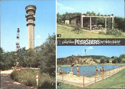 Halle Saale Naherholungsgebiet Petersberg Fernsehturm Schwimmbad Kat. Halle