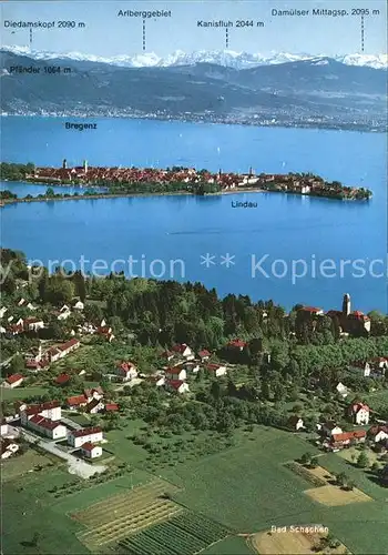 Lindau Bodensee Fliegeraufnahme mit Bad Schachen Bodensee Alpen Kat. Lindau (Bodensee)