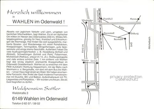 Wahlen Odenwald Waldpension Sattler Kat. Grasellenbach