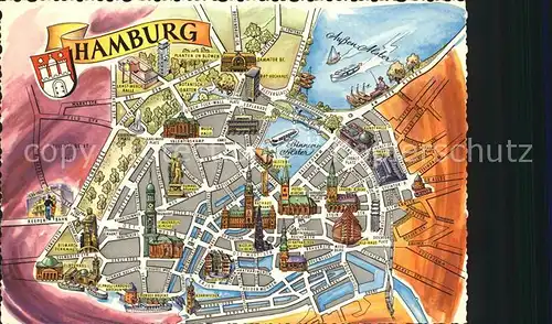 Hamburg Stadtplan Kat. Hamburg