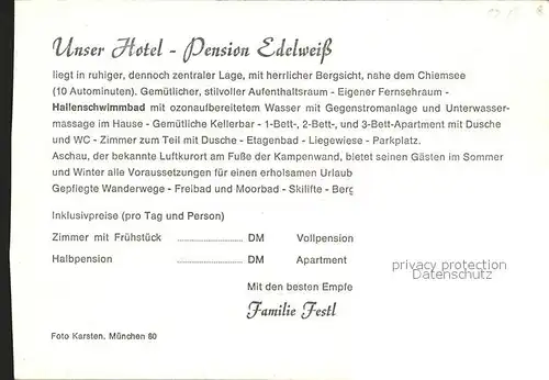 Aschau Chiemgau Hotel Pension Edelweiss Kat. Aschau i.Chiemgau