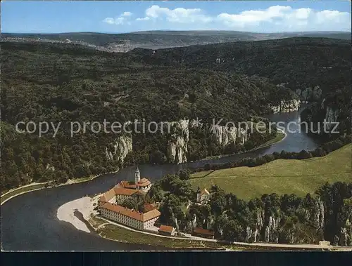 Weltenburg Kelheim Fliegeraufnahme Kloster Weltenburg mit Donaudurchbruch Kat. Kelheim