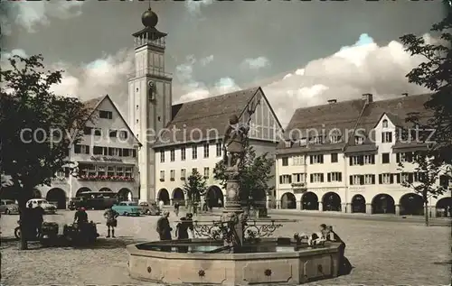 Freudenstadt Marktplatz mit Rathaus und Neptunbrunnen Kat. Freudenstadt