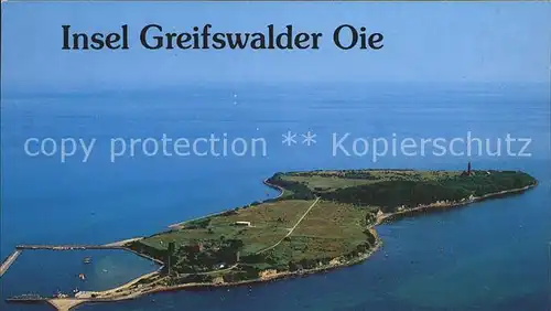 Greifswald Mecklenburg Vorpommern Insel Greifswalder Oie mit Leuchtturm Fliegeraufnahme Kat. Greifswald