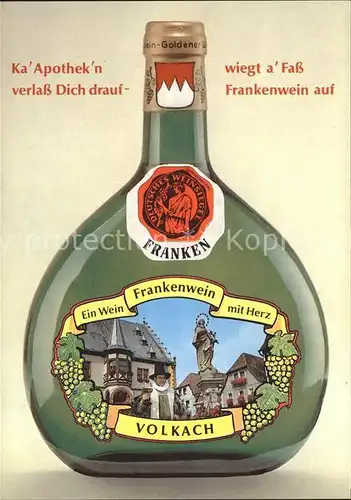Volkach Frankenwein Flasche Kat. Volkach Main