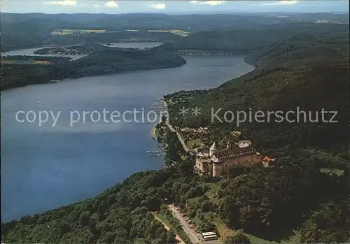 Waldeck Edersee Schloss Waldeck mit Edertalsperre Fliegeraufnahme Kat. Edertal