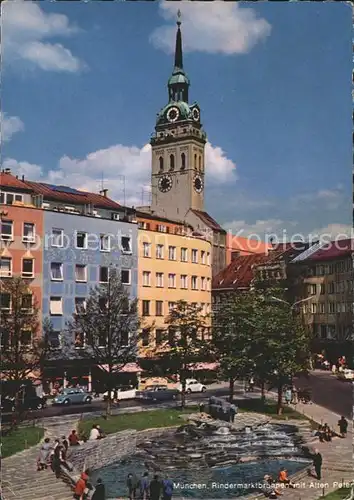 Muenchen Rindermarktbrunnen mit Alten Peter Kat. Muenchen