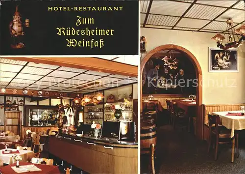 Ruedesheim Rhein Hotel Zum Ruedesheimer Weinfass Bar Gastraum Kat. Ruedesheim am Rhein