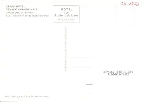 Rochers de Naye Grand Hotel des Rochers de Naye Les Tours d Ai et les Dents du Midi Kat. Rochers de Naye