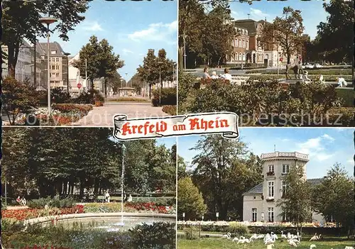 Krefeld Kurpark Teilansichten Springbrunnen Kat. Krefeld