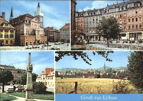 Loebau Sachsen Rathaus Bahnhofstr Postmeilensaeule Stadtblick Kat. Loebau