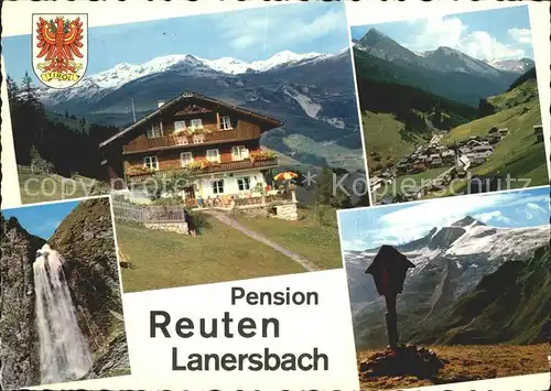 Lanersbach Pension Reuten Panorama Wasserfall Wegekreuz Kat. Tux Finkenberg