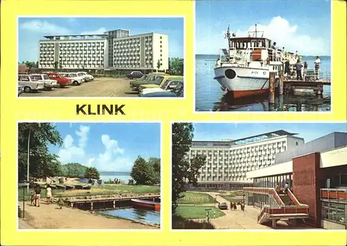 Klink Waren FDGB Erholungsheim Herbert Warnke Innenhof MS Fontane Mueritzhafen Schloss Klink Strand Kat. Klink Waren
