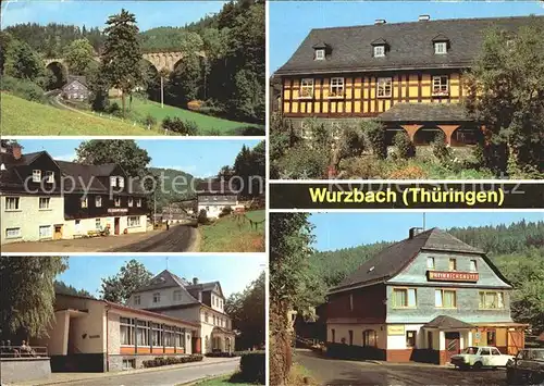 Wurzbach Viadukt im Sormitztal Konsum Gaststaette Zum Sormitztal FDGB Heim Rudi Arnstadt Rathaus Gaststaette Heinrichshuette Kat. Wurzbach
