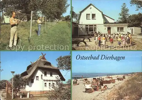 Dierhagen Ostseebad Fischer beim Netzeflicken Kinderferienlager Haus Kaeppn Brass Strand Kat. Dierhagen Ostseebad