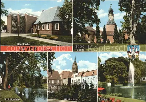 Jever Schloss Glockenturm Fontaene Schlossgraben Kat. Jever