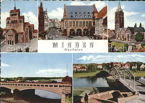 Minden Westfalen Dom Markt Marienkirche Bruecke des Mittellandkanals ueber Weser Kat. Minden