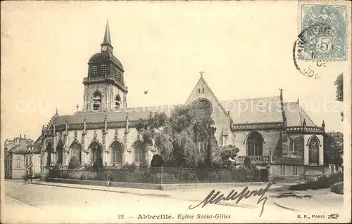 Abbeville Somme Eglise Saint Gilles Stempel auf AK Kat. Abbeville