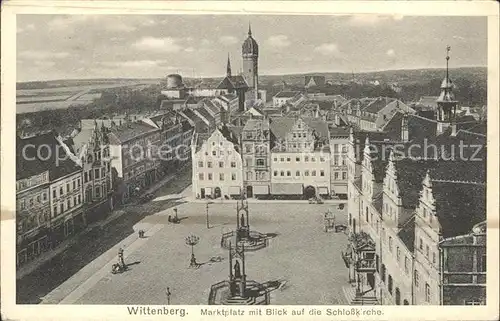 Wittenberg Lutherstadt Marktplatz mit Blick auf die Schlosskirche Kat. Wittenberg