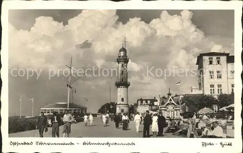 Warnemuende Ostseebad Bismarckpromenade Leuchtturm Kat. Rostock