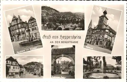 Heppenheim Bergstrasse Apotheke Brunnen Rathaus Schwimmbad Sickinger Tor Markt Kat. Heppenheim (Bergstrasse)