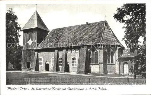 Mueden oertze St Laurentius Kirche mit Glockenturm 13. Jhdt. Kat. Fassberg