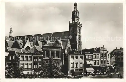 Gouda Markt met St Janskerk Kat. Gouda