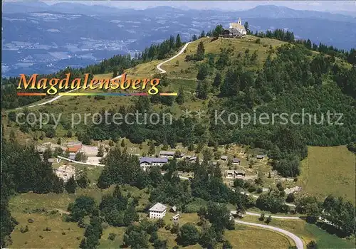 Magdalensberg Ausgrabungsstaette Kapelle Fliegeraufnahme Kat. Magdalensberg