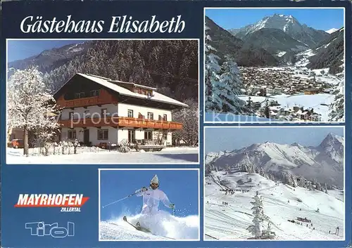 Mayrhofen Zillertal Gaestehaus Elisabeth Alpenpanorama Wintersportplatz Skifahrer Kat. Mayrhofen